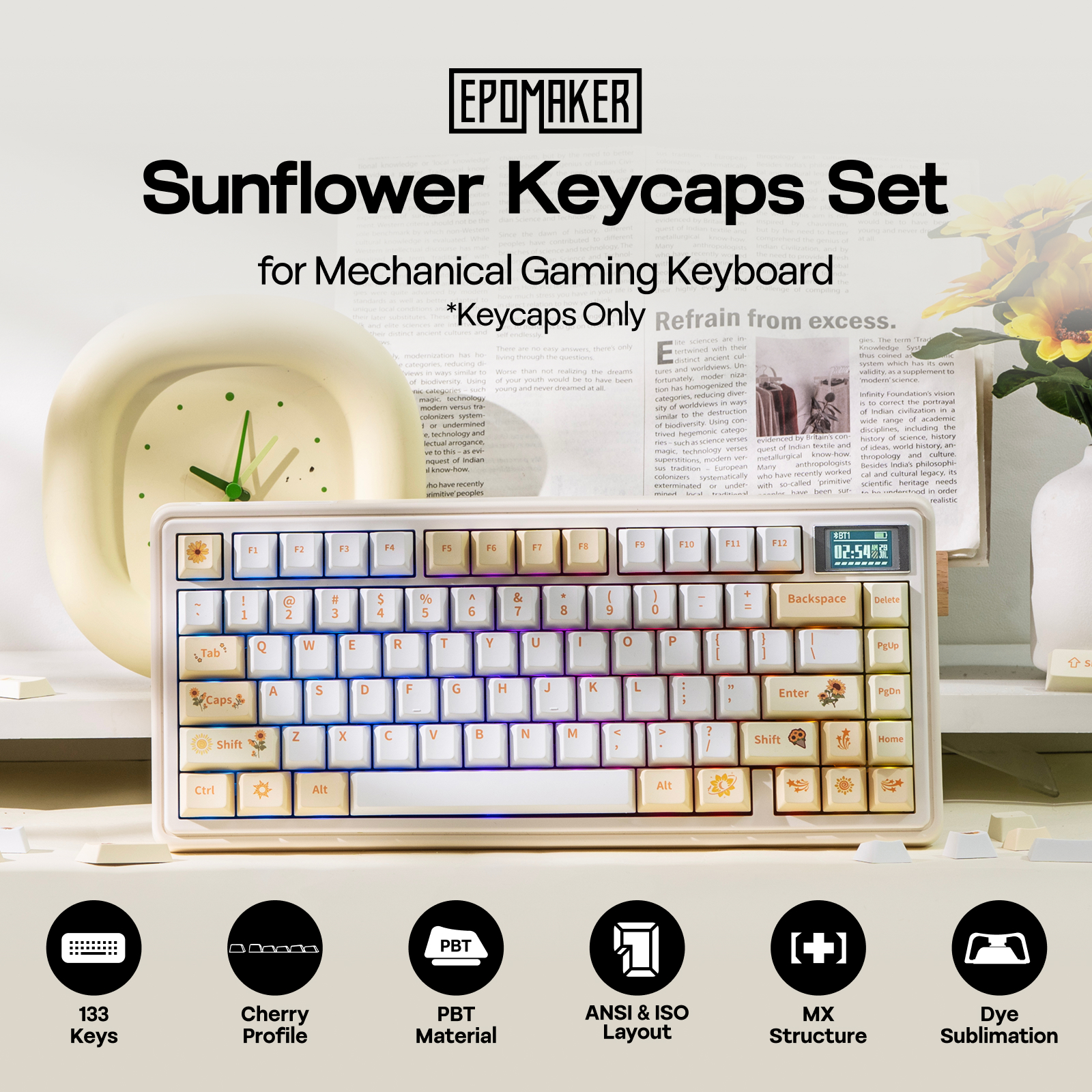 EPOMAKER Sunflower Keycaps Set – Gaming Keyboard Typewriter Bewertung und Preis