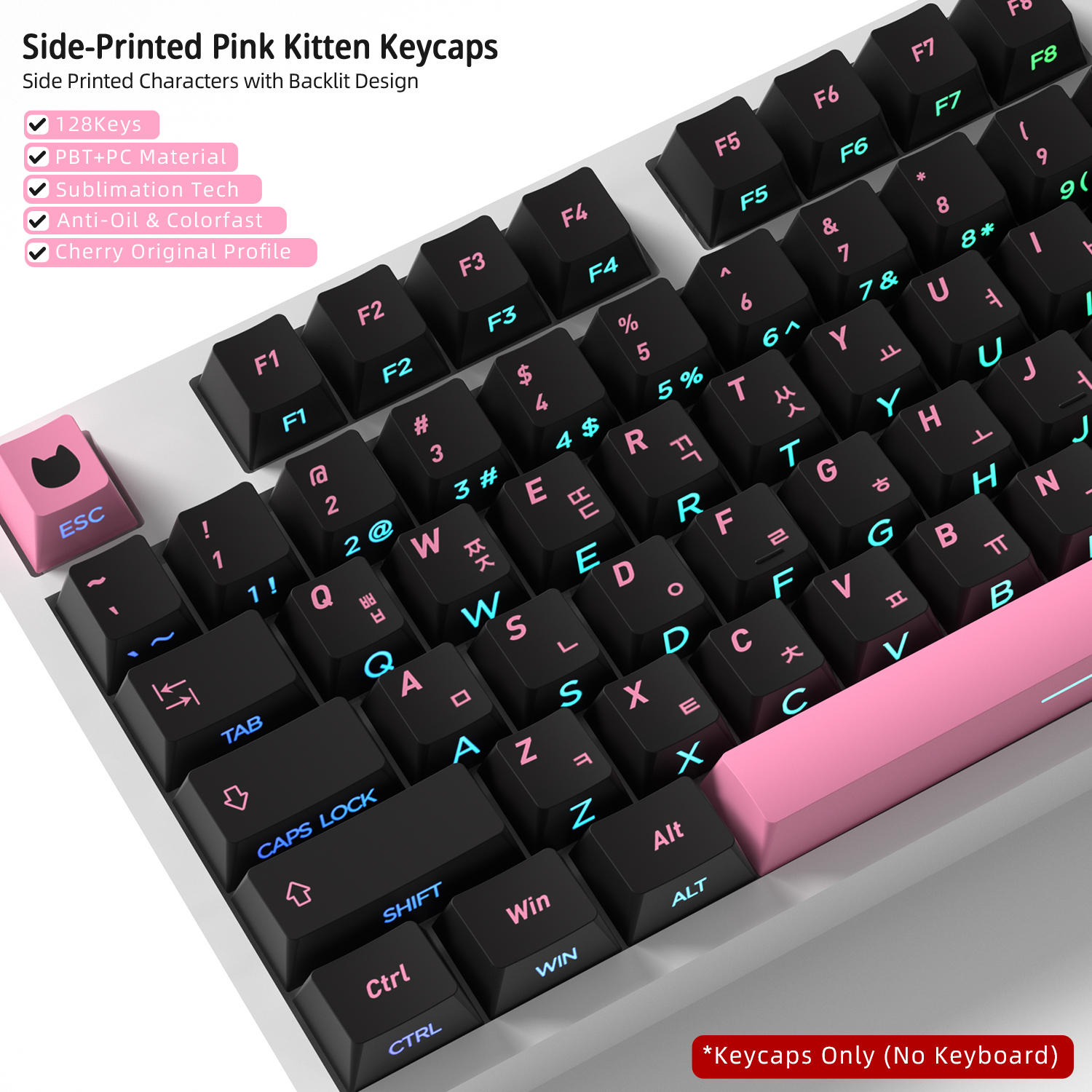 Black Pink Cat Korean Keycaps  – Gaming Keyboard Typewriter Bewertung und Preis