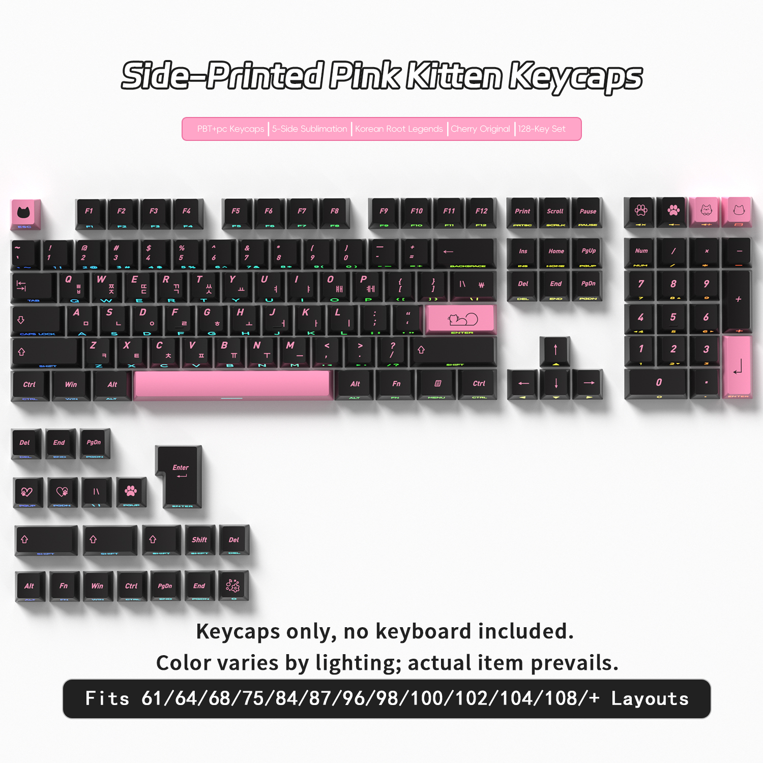Black Pink Cat Korean Keycaps  – Gaming Keyboard Typewriter Bewertung und Preis